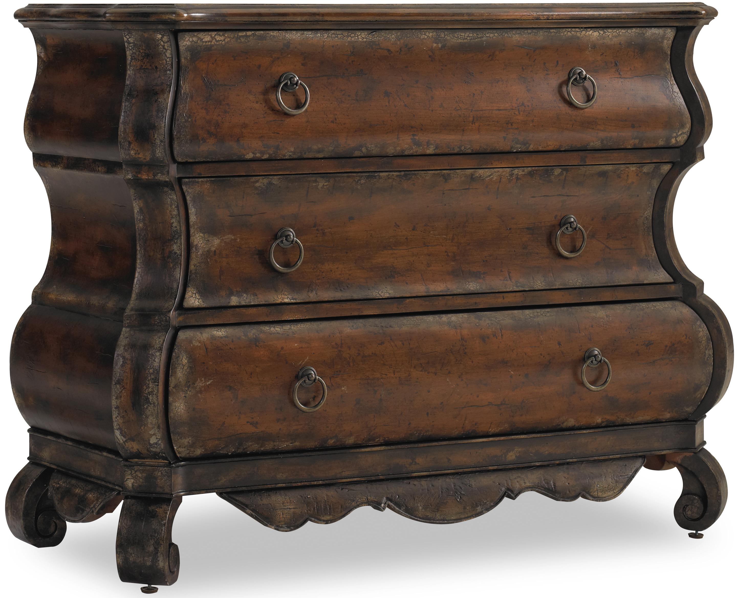 Hooker Furniture Chests and Consoles Shaped ThreeDrawer Chest with